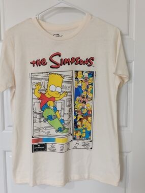 Boy's The Simpsons Bart Skateboard Graphic Tee - Cream